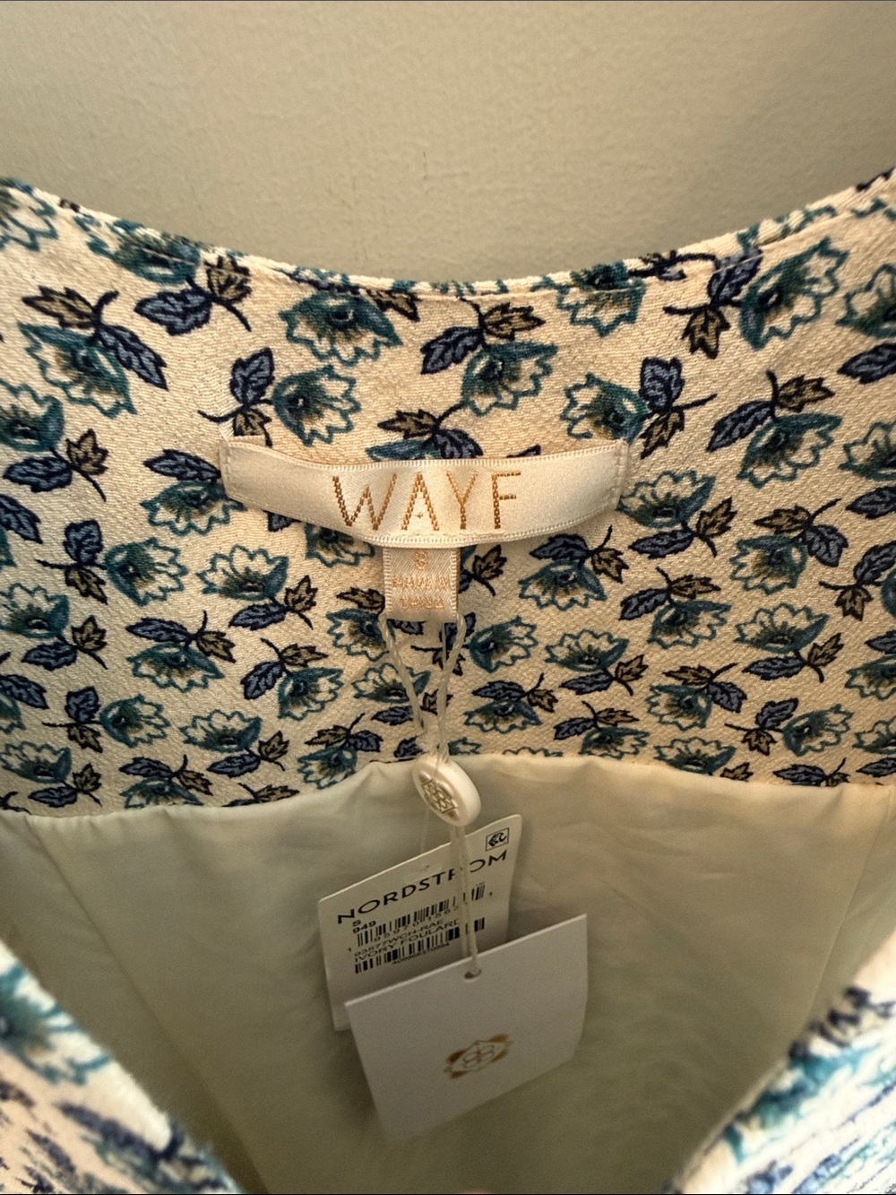 Wayf White Dress with Blue Floral Print - Picture 3 of 8